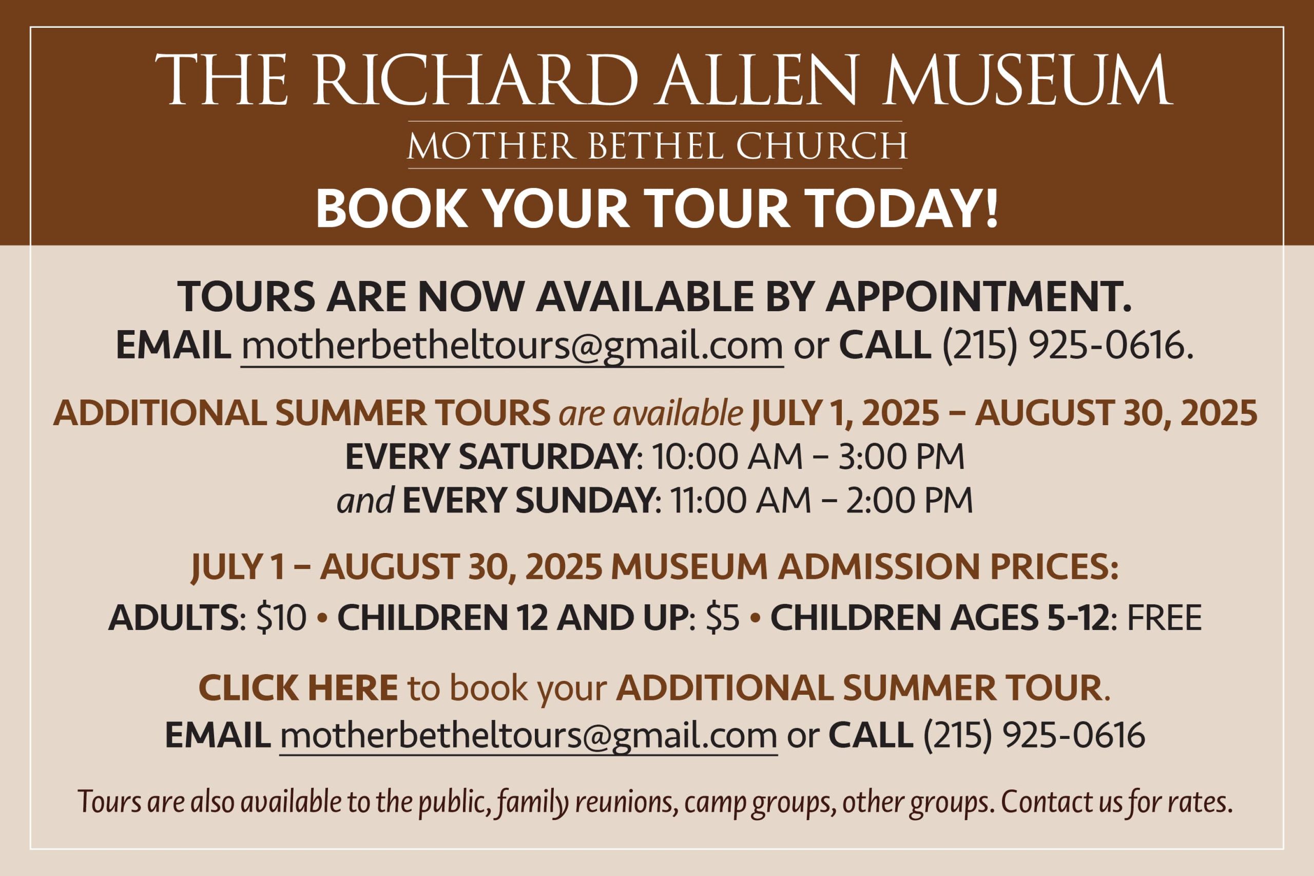 MB Museum Summer Tours prices box 2025